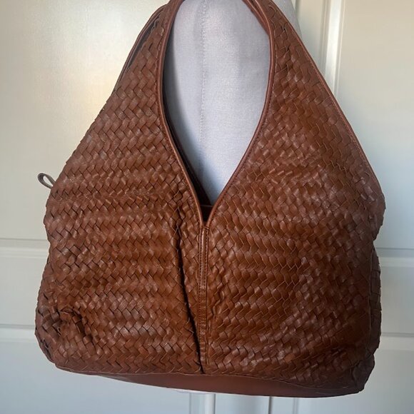 Sondra Roberts Brown Basketweave Hobo Shoulder Bag Purse - Picture 2 of 16